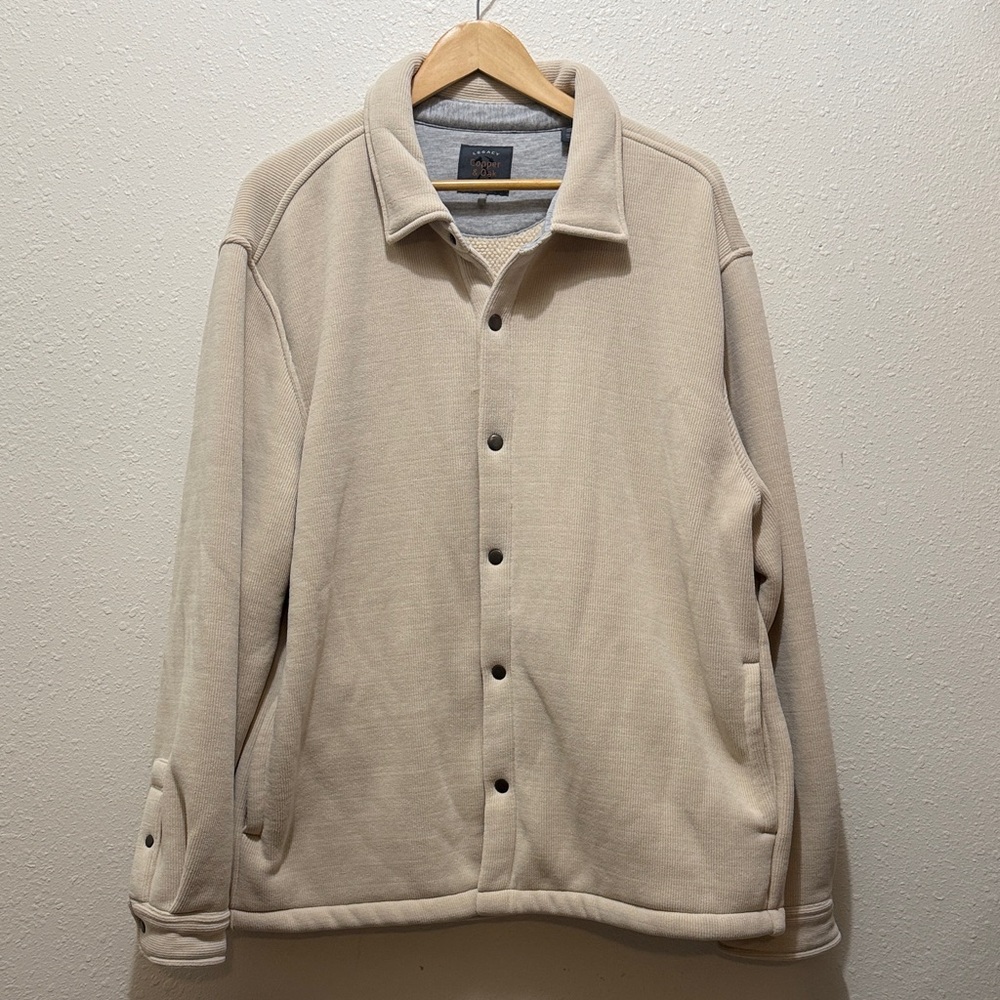 Copper & Oak Men's Beige Button-Up Jacket, Size XXL
